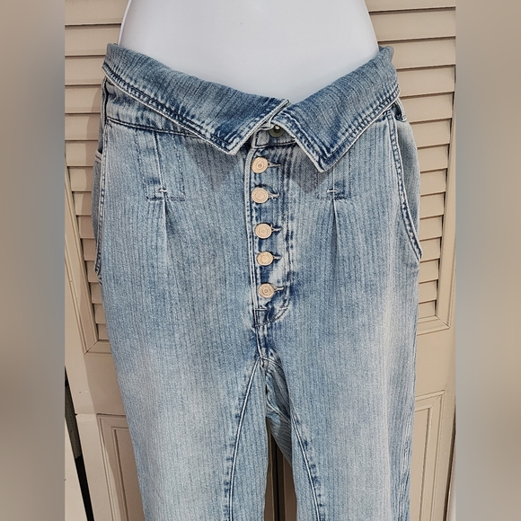 We The Free Noah Foldover Harem Jeans Railroad Stripes Paper Bag - Picture 4 of 13